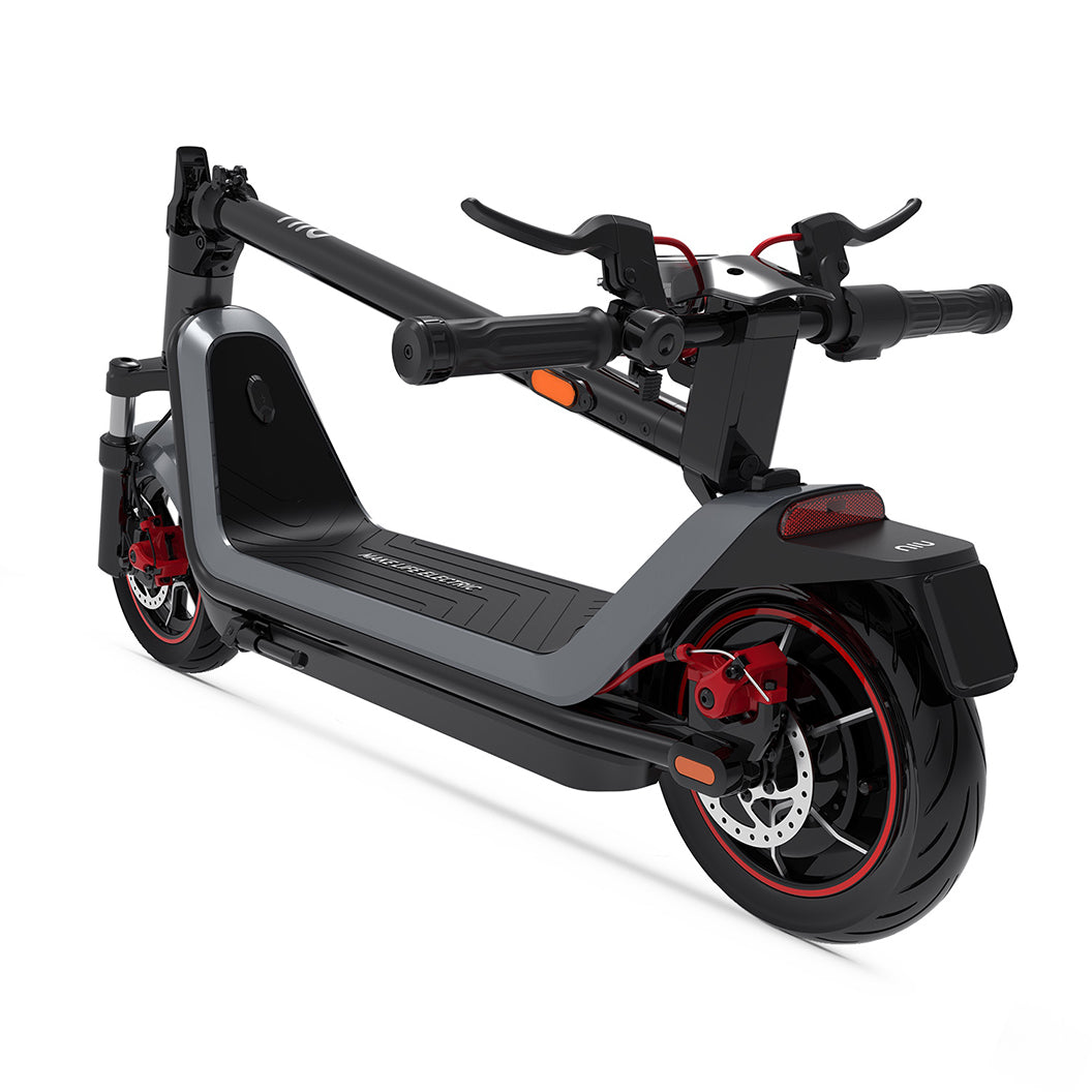 NIU KQI 300X Electric Kick Scooter with dual-tube hydraulic suspension and front/rear disc brakes.