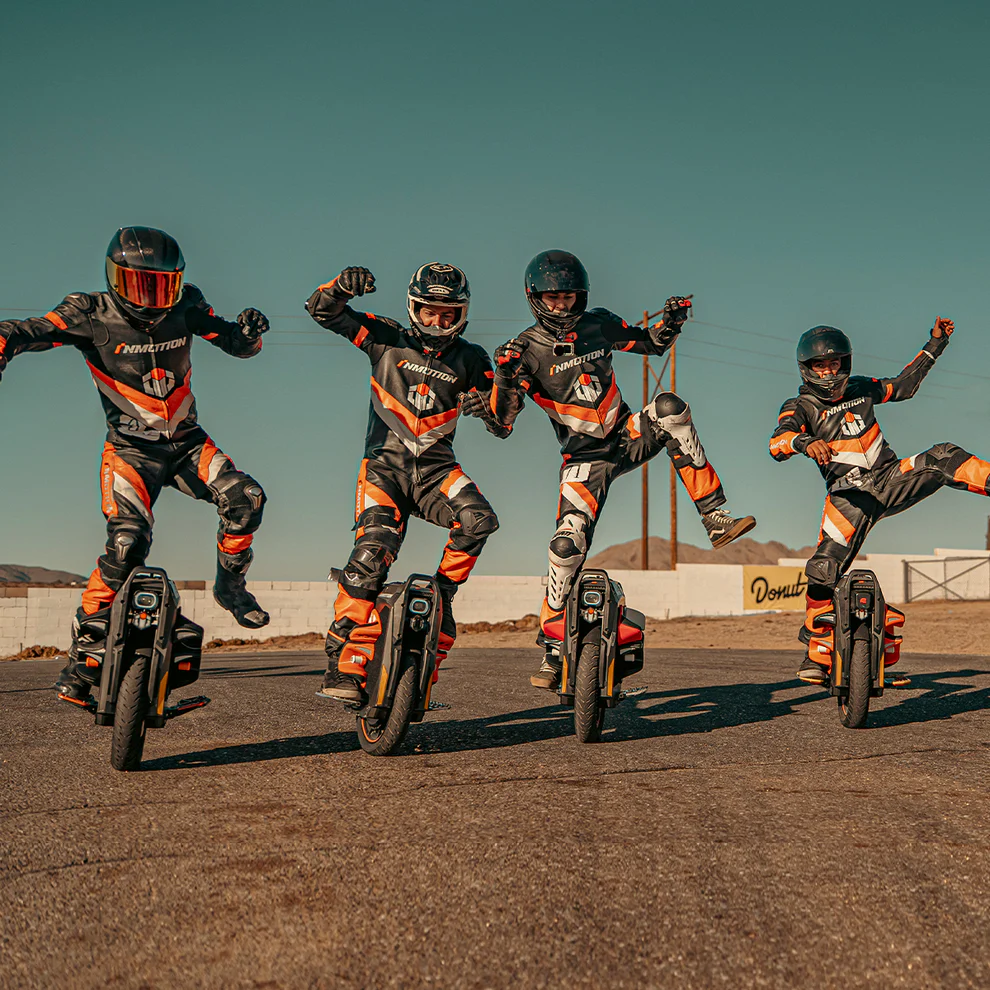 INMOTION P6 electric unicycle highlighting speed, power, suspension, thermal management, connectivity, and safety features