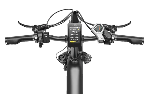 HEYBIKE Tyson ebike handlebars and display for commuting or off-road riding.