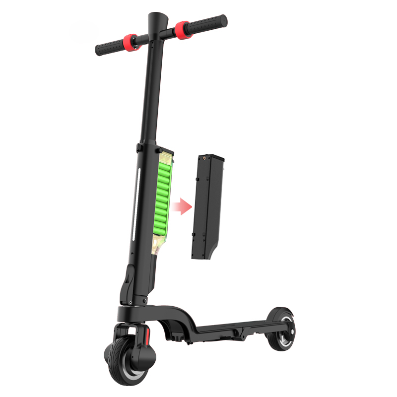 Compact EZWheel X6 electric scooter with foldable design and removable battery.