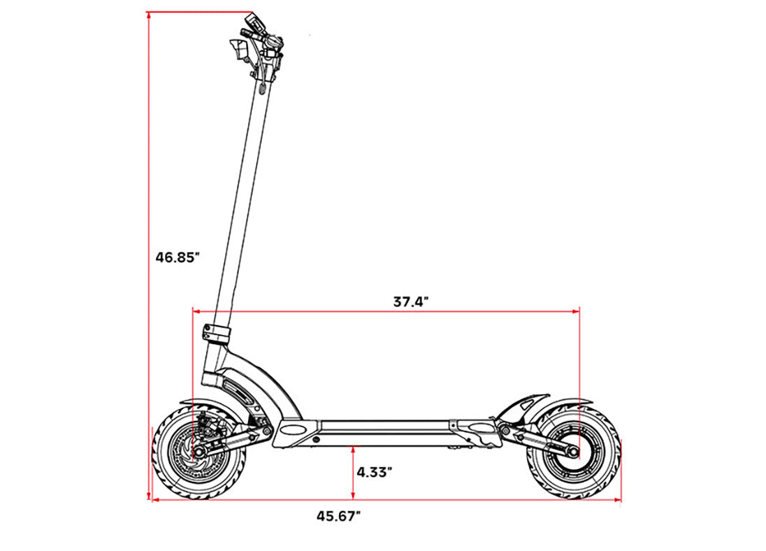 Kaabo Mantis 10 Plus Dimensions Left Side View