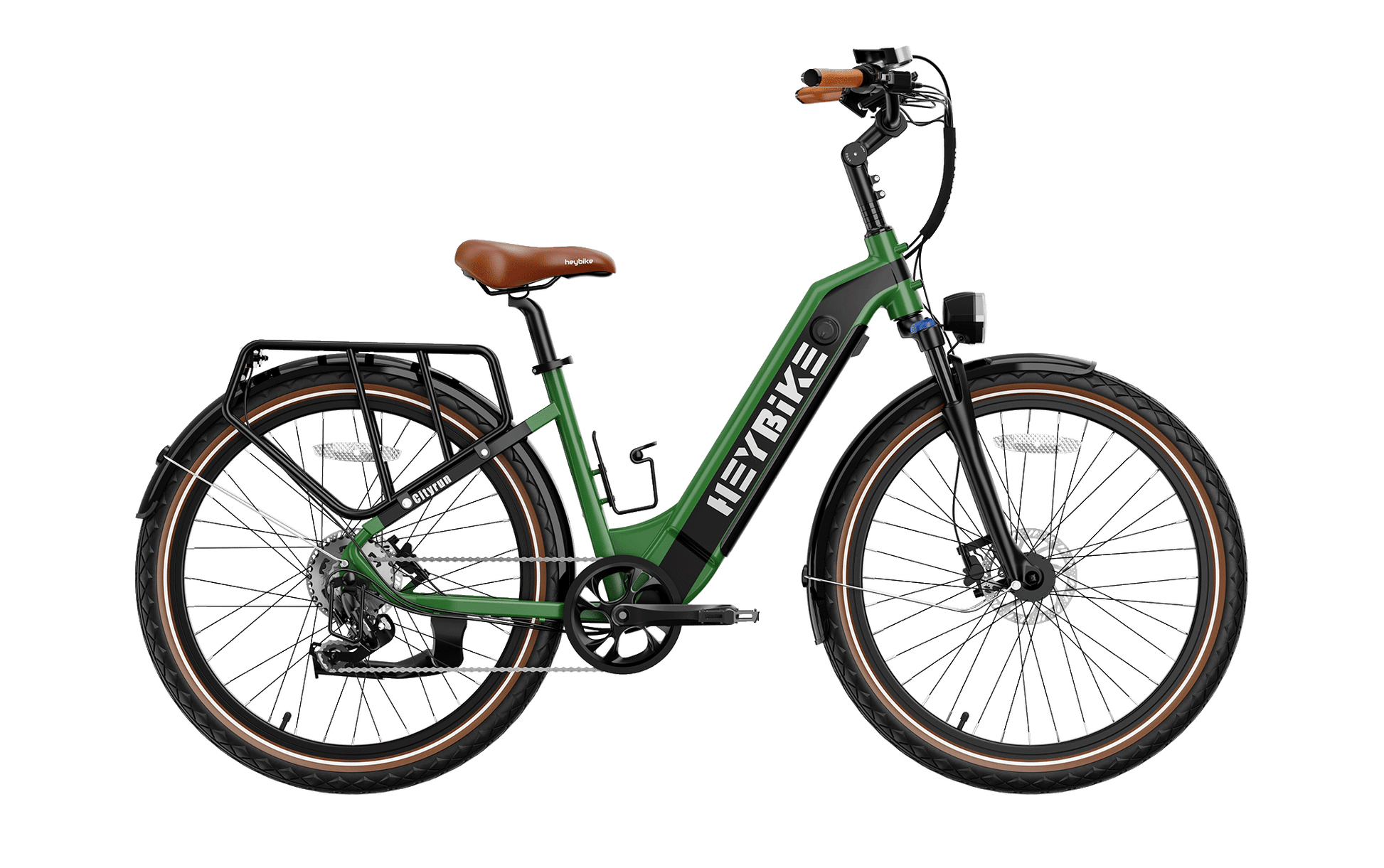 Heybike Cityrun electric bicycle for urban commuting with aluminum alloy frame and LED lights