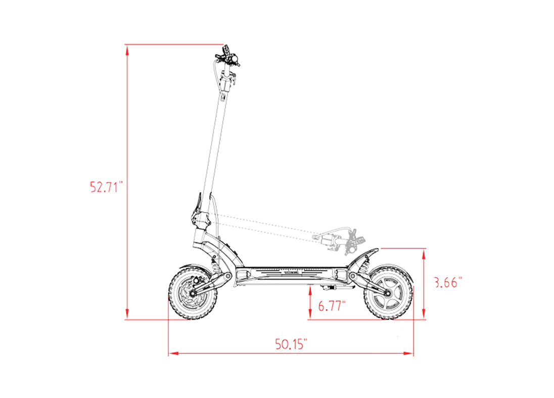 Kaabo Mantis King GT Electric Scooter eScooter Dimensions Side