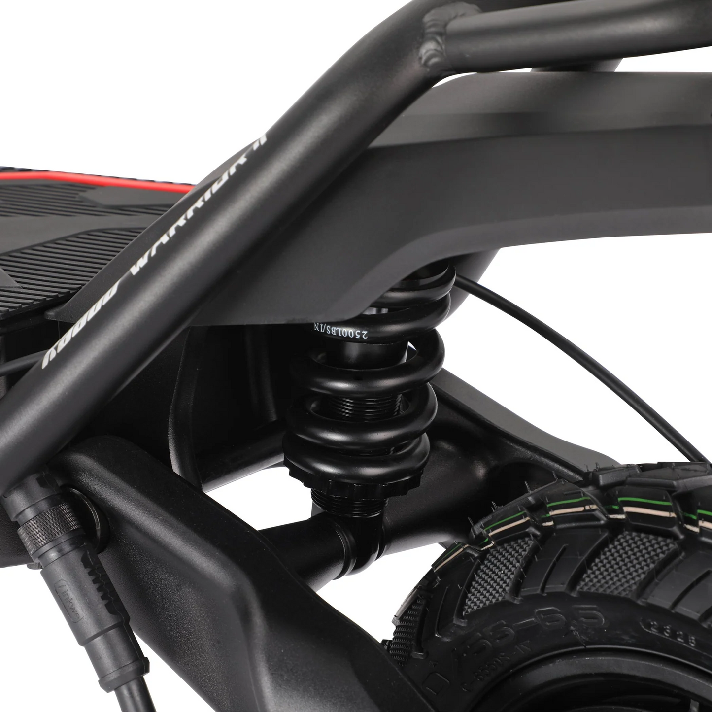 Kaabo Wolf Warrior 11 Max electric scooter with dual motors and all-terrain tires on rugged trail