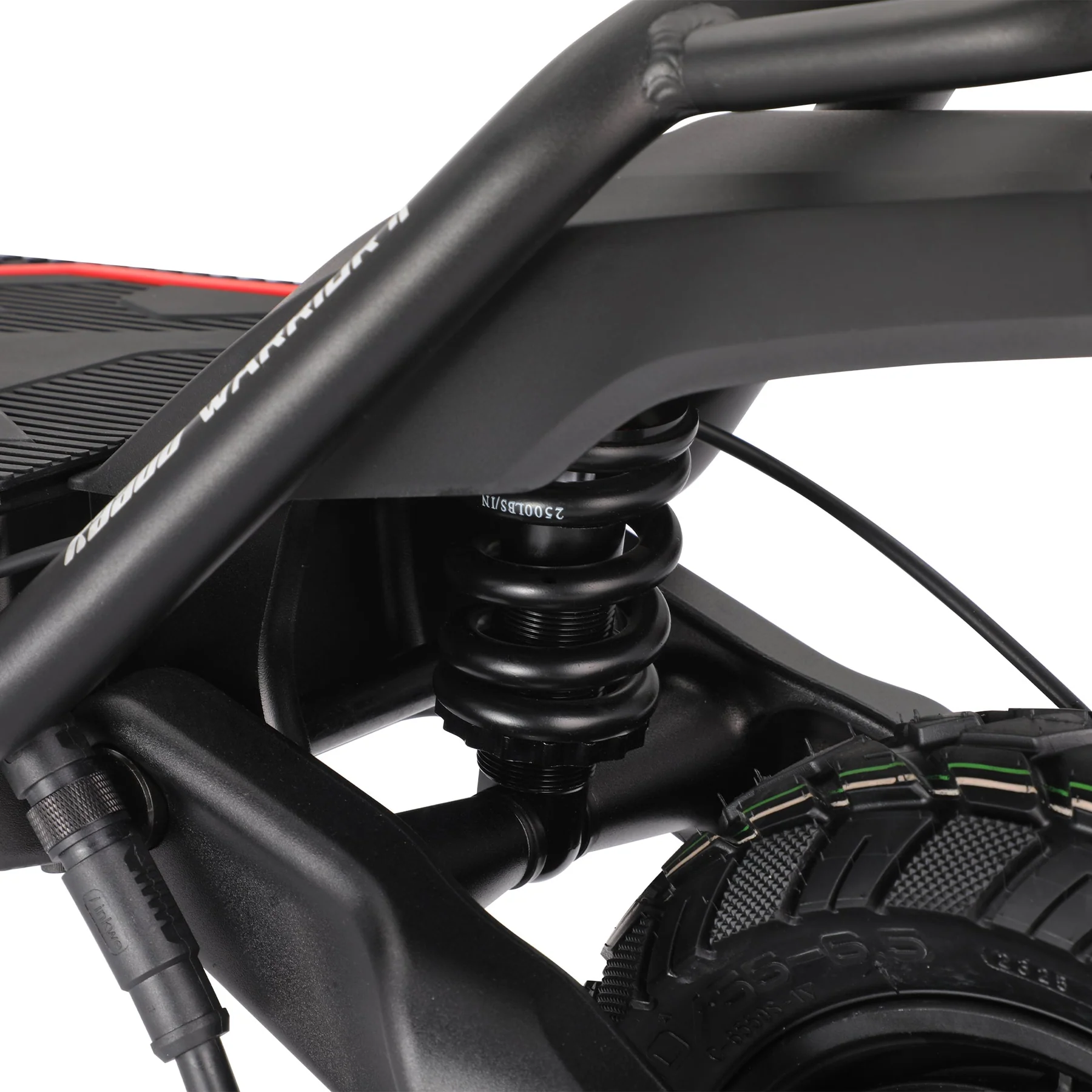 Kaabo Wolf Warrior 11 Max electric scooter with dual motors and all-terrain tires on rugged trail