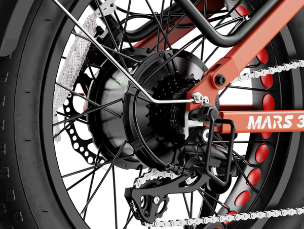 Heybike Mars 3.0 rear hub motor close-up