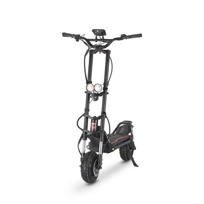 Kaabo Wolf Warrior 11 Max electric scooter in rugged terrain with dual motors and hydraulic suspension